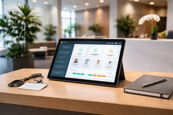 Accueil premium : tablette Tactile Microsoft et workflow visiteurs complet