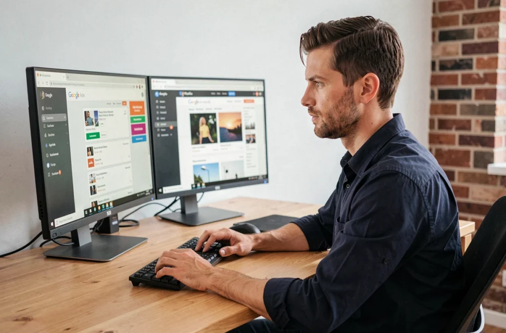 Développeur web et spécialiste publicité numérique de l'agence WebCodeur travaillant sur des campagnes Google Ads